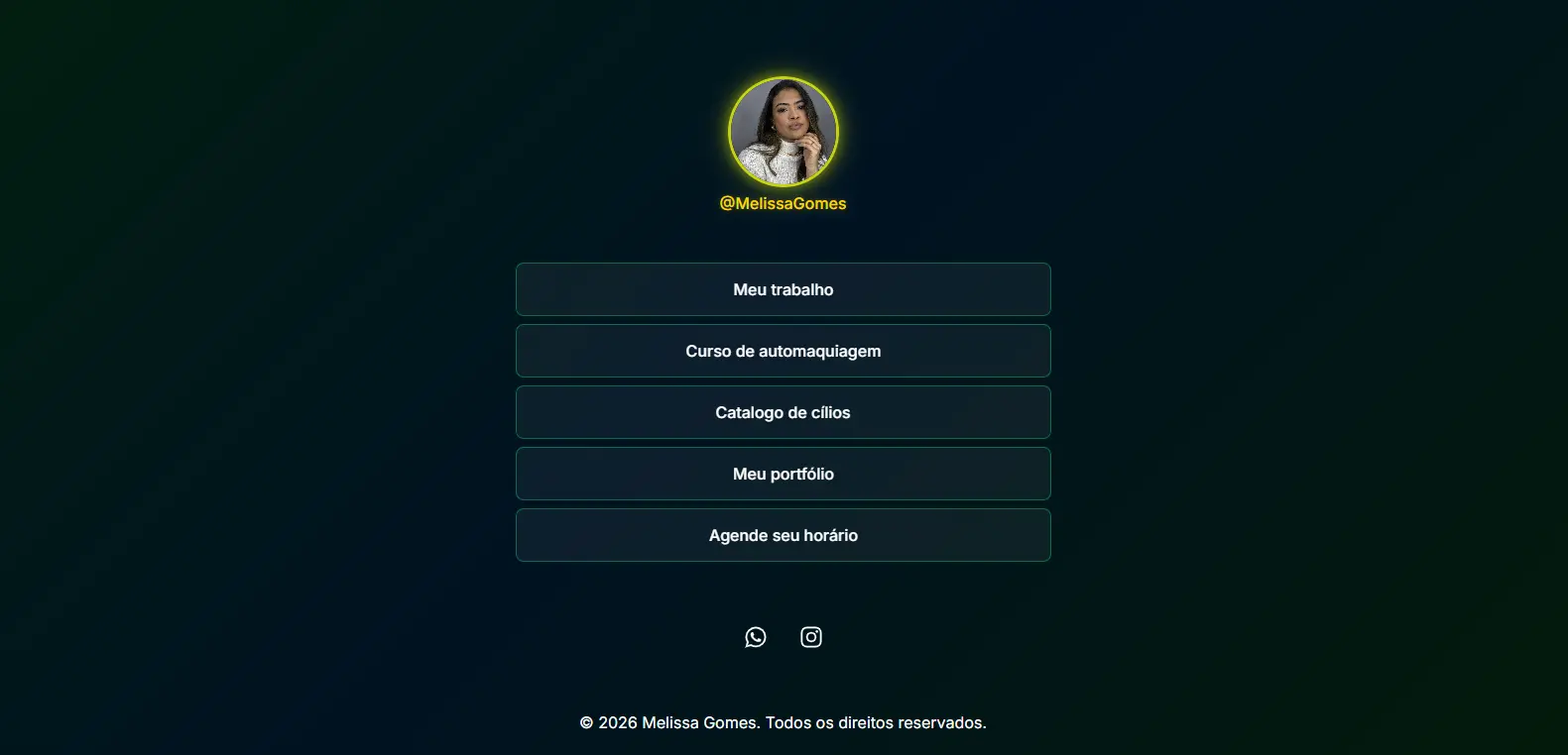 Screenshot de página de links